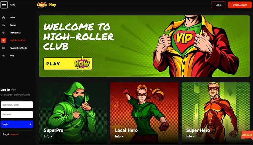 How to get a no deposit bonus at Comic Play online casino